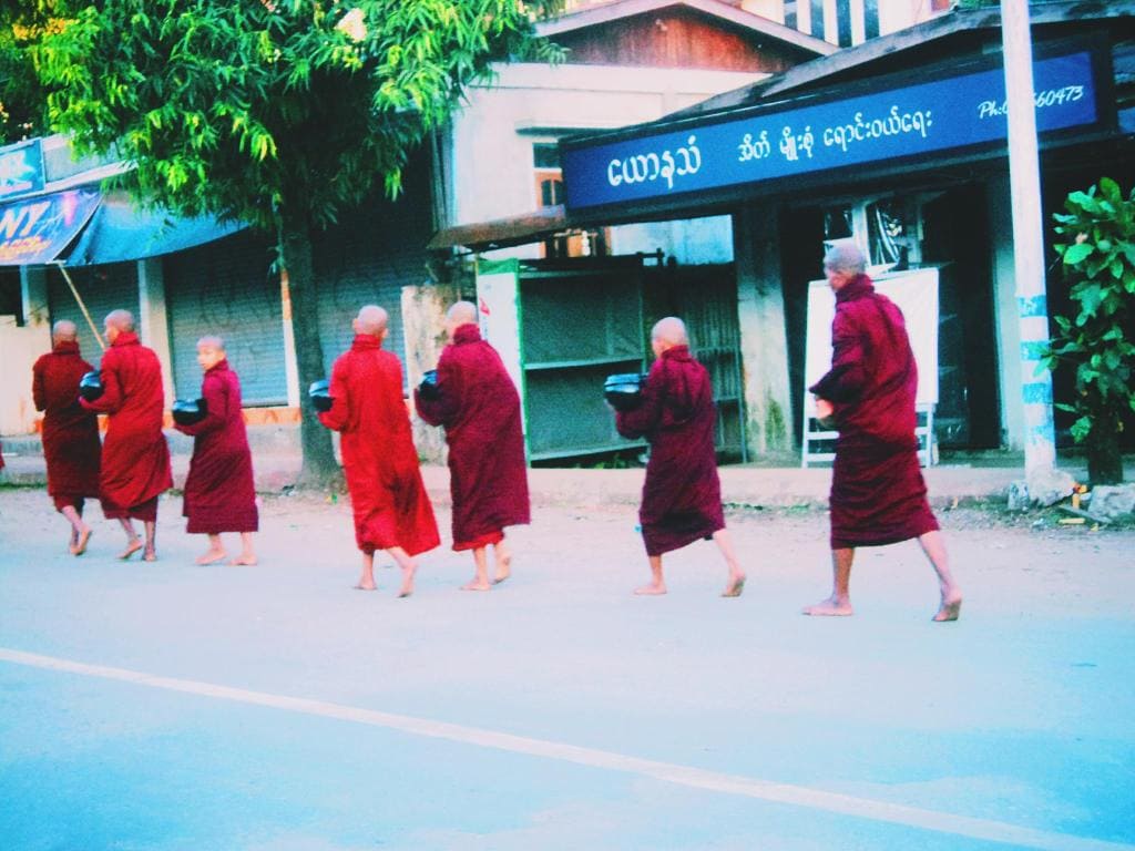 10 Most Instagrammable Places in Myanmar 3 Bagan, Instagrammable places in Myanmar, alms giving to the monks