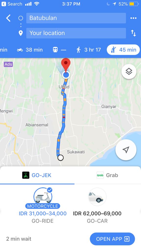 How to get from Bali Airport to Ubud Best Way 3 How to get to Ubud by Grab or Go Jek, ubud to airport, bali airport ubud, denpasar to ubud