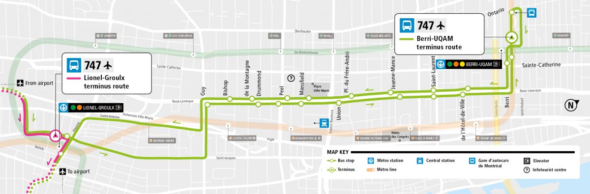 How To Get From Montreal Airport To City Center - All Possible Ways, cheapest way from Montreal airport to city center, Montreal airport to city center, Montreal Airport Bus To city center, Montreal airport to city, Montreal airport to downtown, Montreal airport to Montreal, Bus 747 Express Montreal Airport, Bus 747 Express Route Montreal Airport