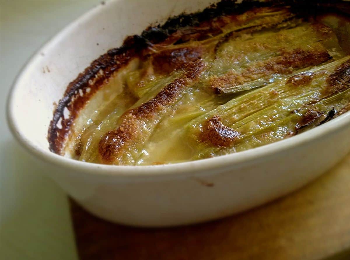 Vegetarian Food in France: 14 Best French Vegetarian Dishes and Vegan Food in France to Try 6 Leek au grantin.vegetarian food in France, vegan food in France, French vegetarian dishes, vegan in France, vegetarian in France, plant based in France
