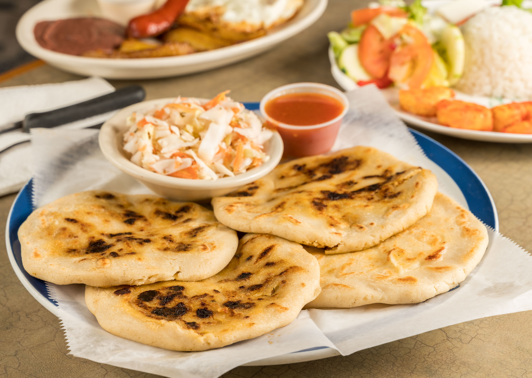 Salvadoran Breakfast - 24 Best Breakfast in El Salvador to Try 3 Salvadoran Pupusas - El Salvador Breakfast, Salvadoran breakfast, salvadoran breakfast, breakfast in el salvador