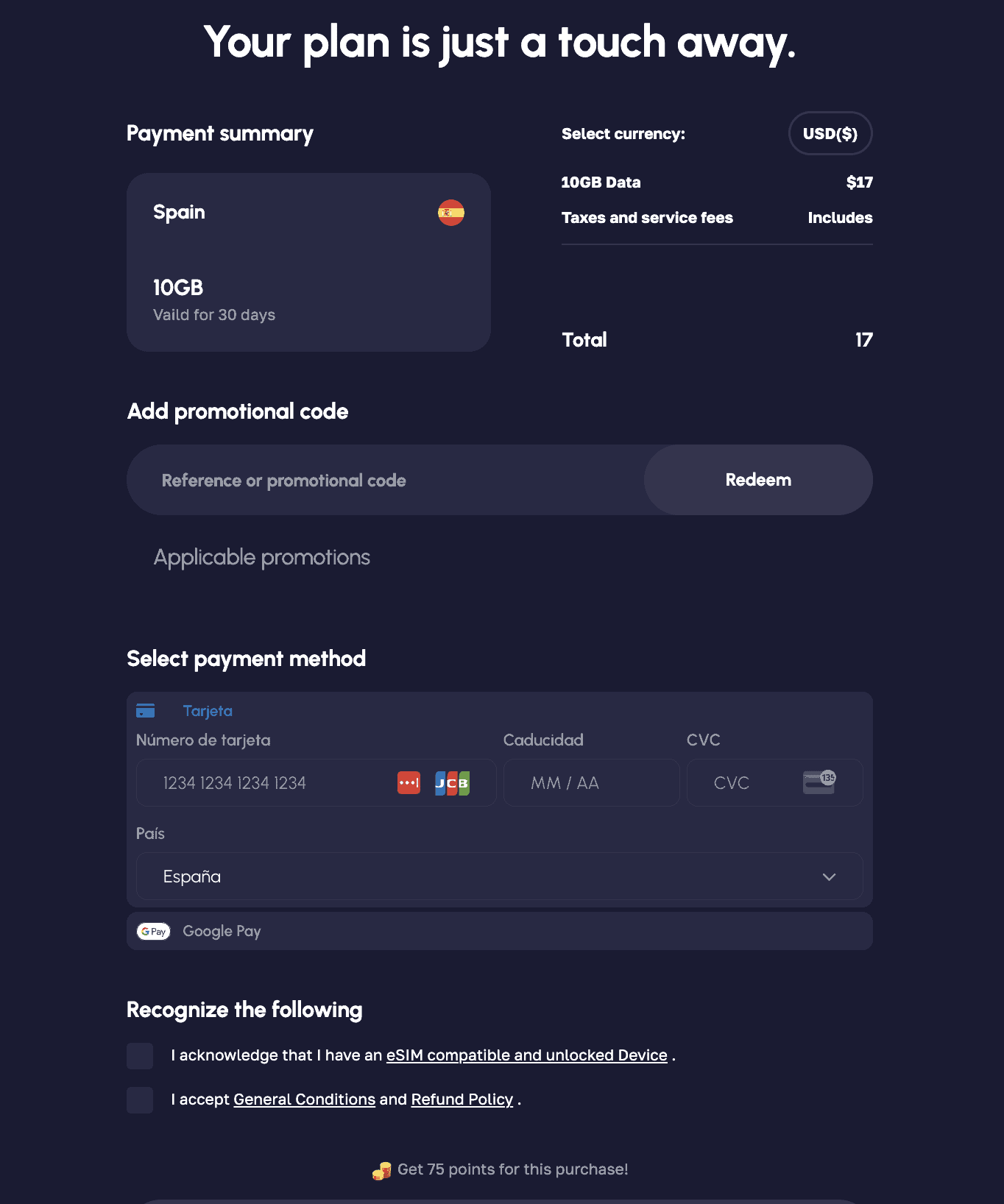 Nomad eSIM Asia Pacific Plans: Our Honest and Hands-On Review 4 Nomad eSIM Checkout Page, Nomad eSIM, Nomad eSIM USA, Nomad eSIM Mexico, Nomad eSIM North America plans