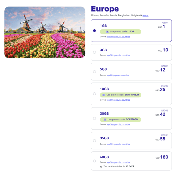 Jetpac Review - The Newest eSIM to Beat the Oldies in the Market 5 Jetpac Europe eSIM - Jetpac eSIM - Jetpac eSIM Review