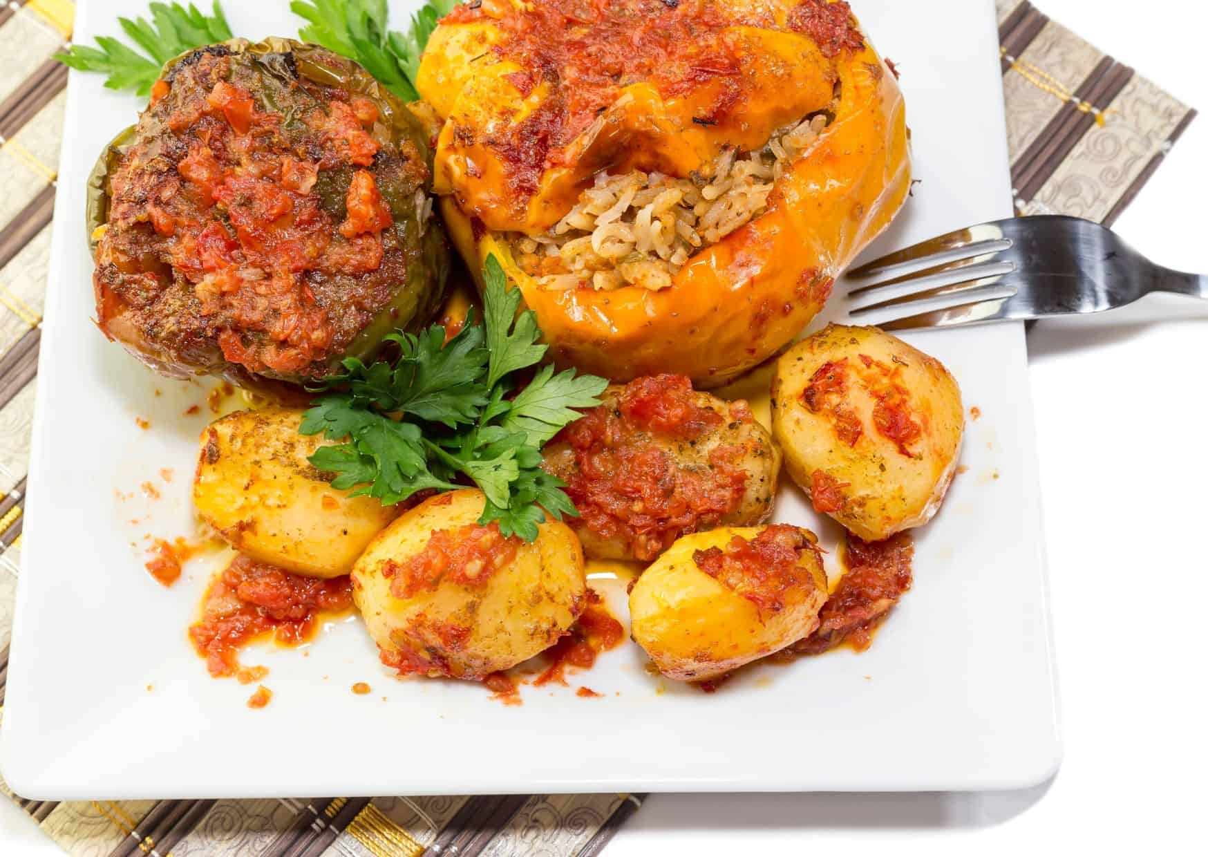 Greek Stuffed Tomatoes and Peppers 1