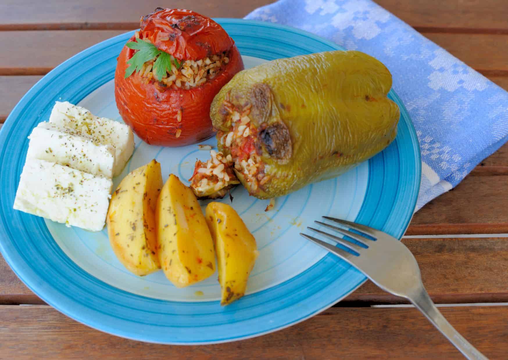 Greek Stuffed Tomatoes and Peppers