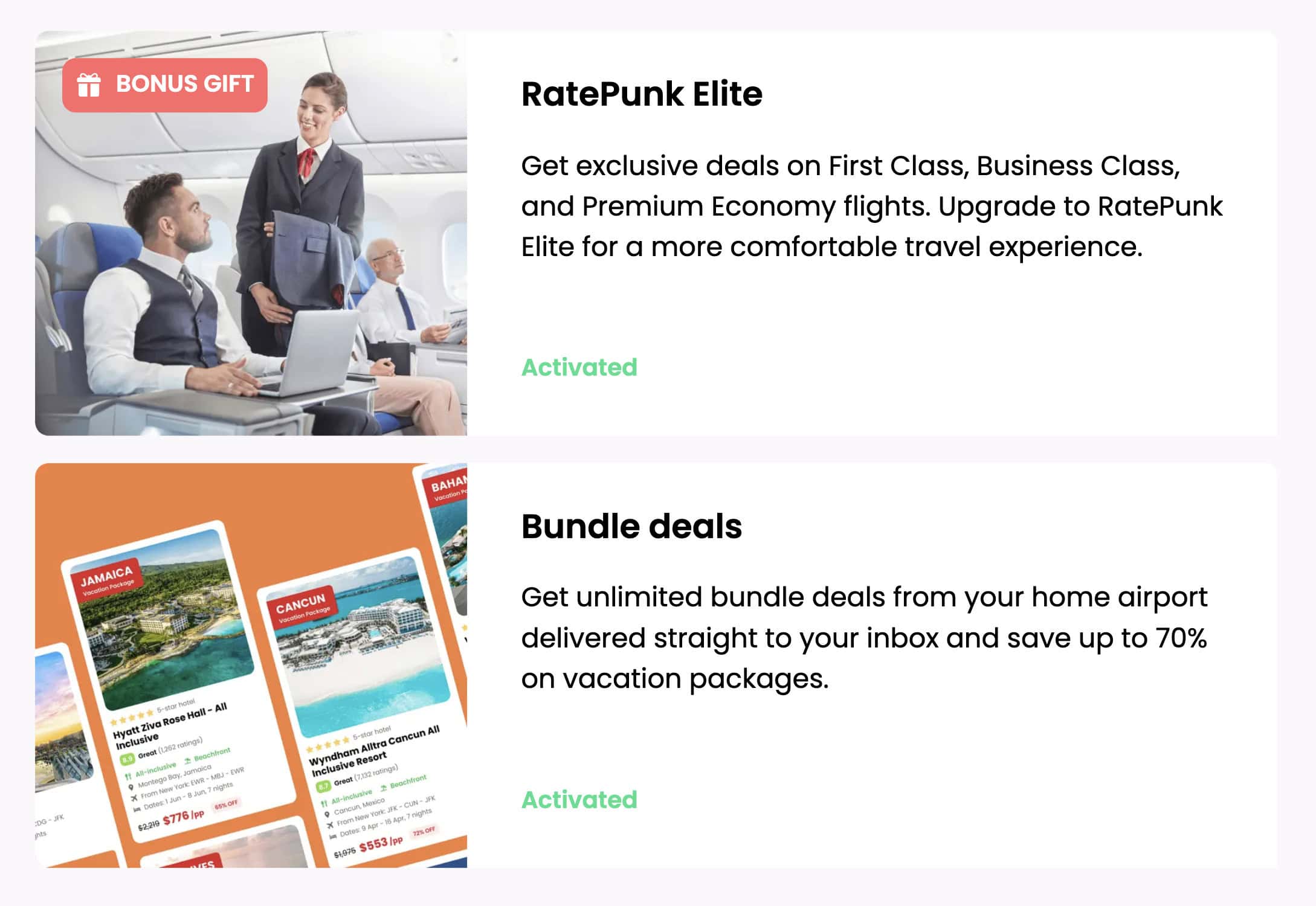 Ratepunk Travel Deals Elite Upgrades