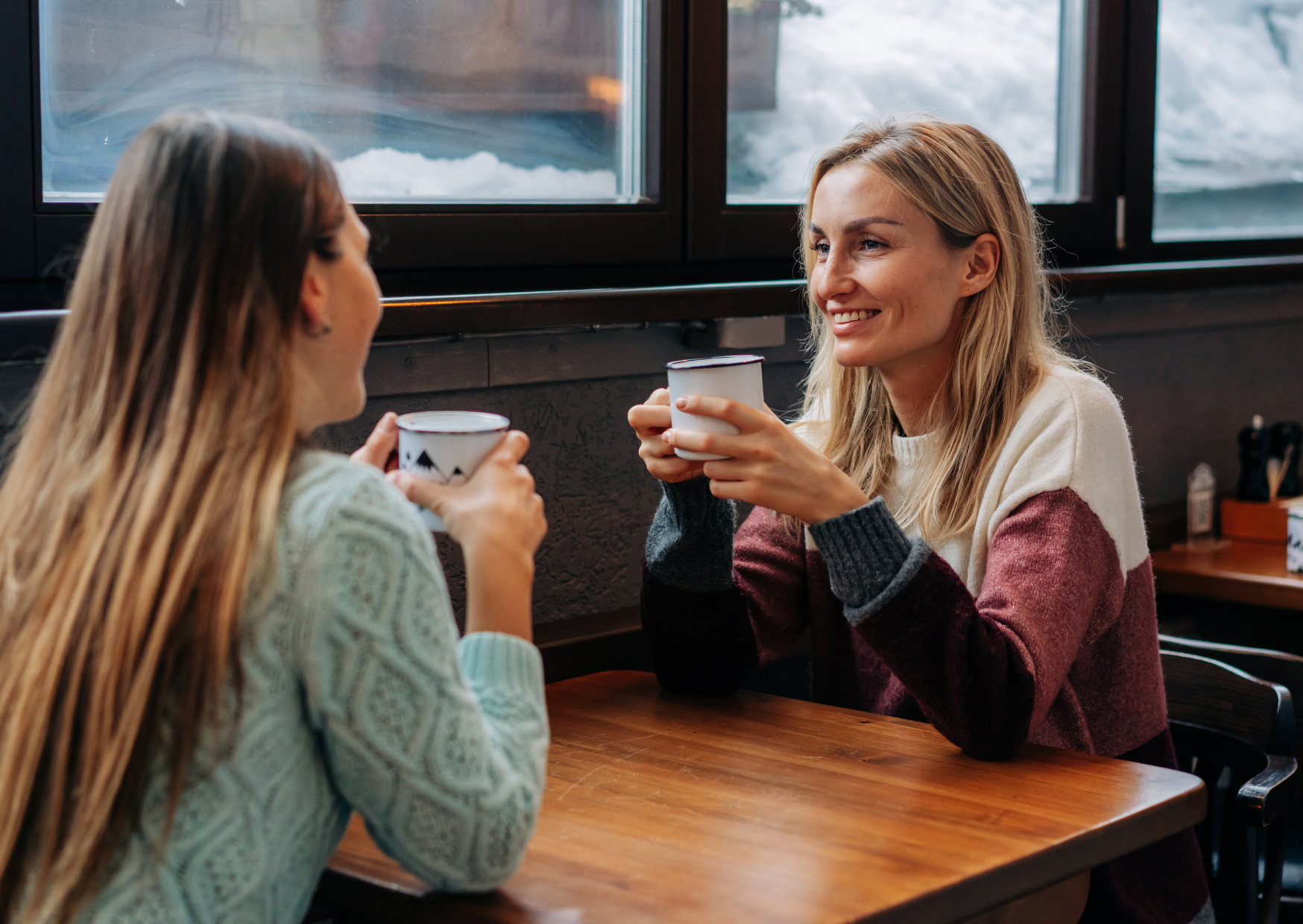 people talking in Italian cafe
