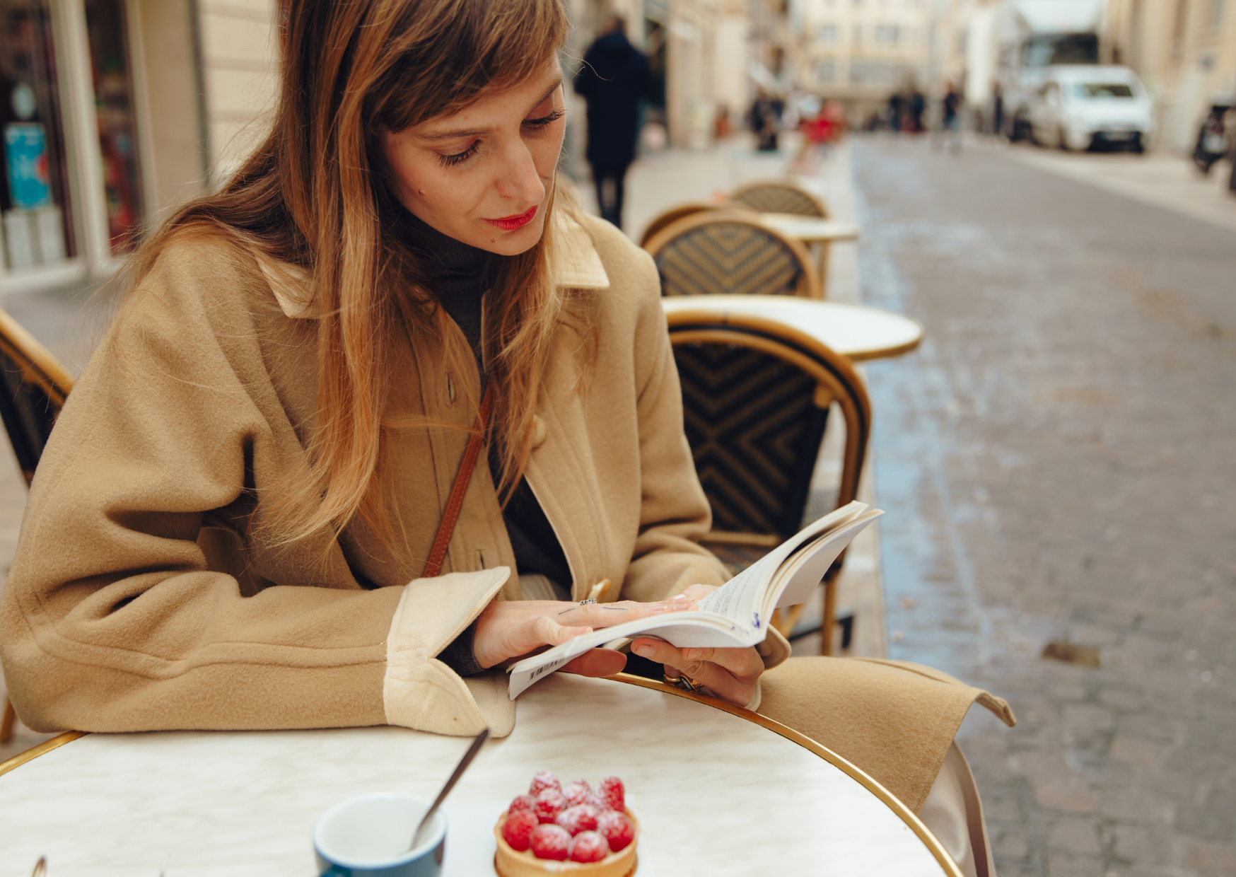 woman eating French dessert 4