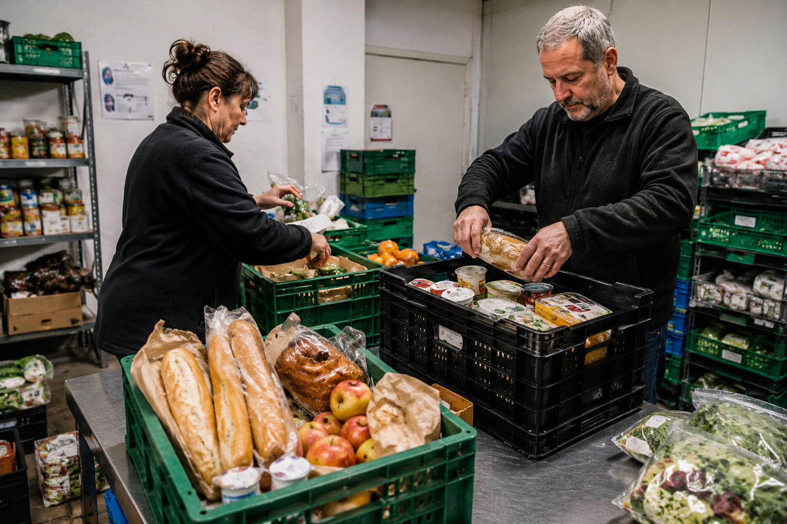 01 stockroom sorting unsold groceries 1
