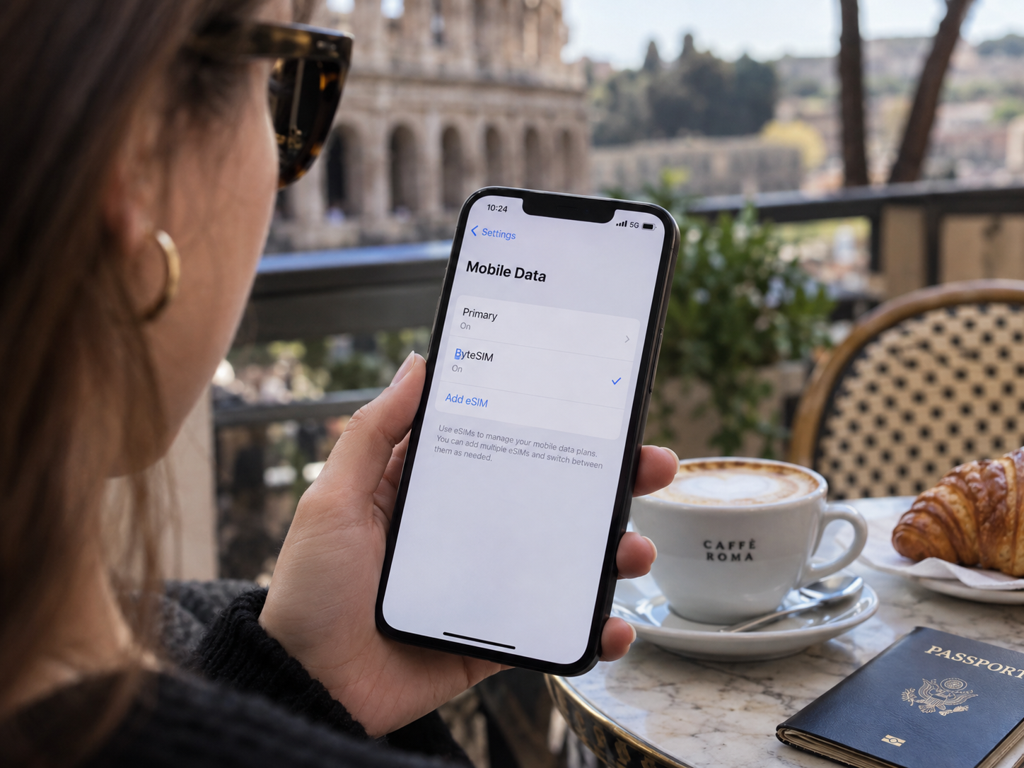 Cafe Roma eSIM Settings Snapshot