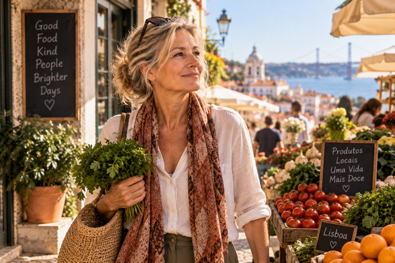 She Moved to Lisbon Divorced at 53 With $48,000: Year Two, and the Question Everyone Asked Her 5 Lisbon Market Stroll with Fresh Herbs